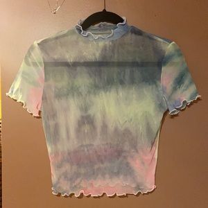Sheer tie-dye crop top